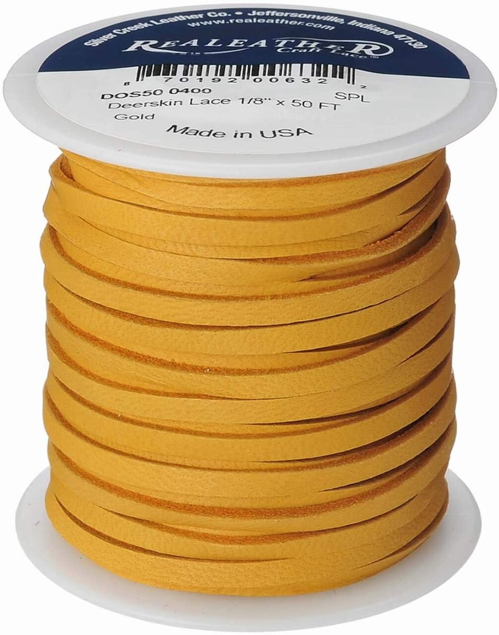 Realeather Crafts Deerskin Lace 1/8&#x22; Inches (3.2mm) X 50&#x27; Feet (15.24m) Spool